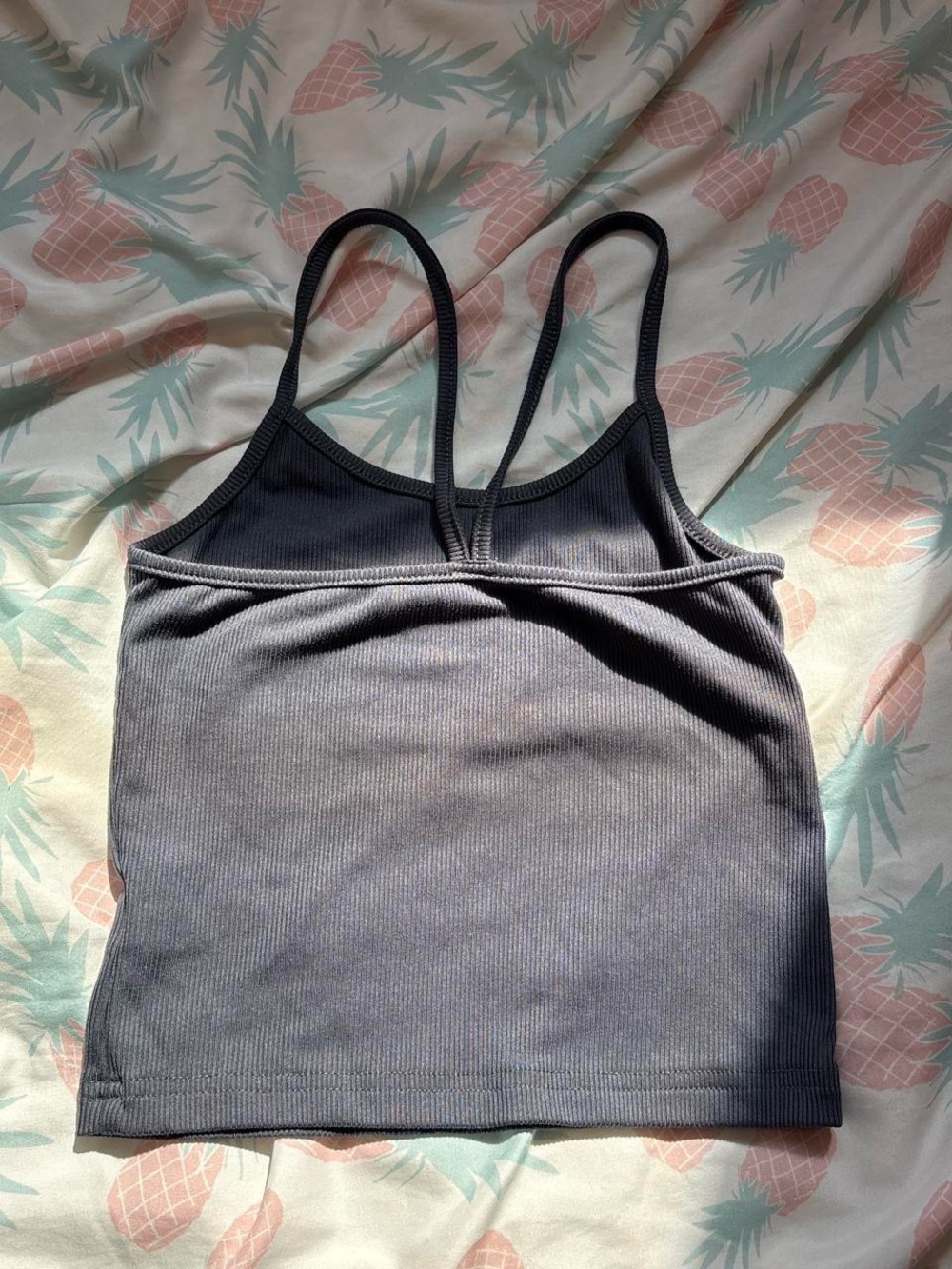 Gray Ribbed Double-Strap Tank Top - Picture 2 of 2